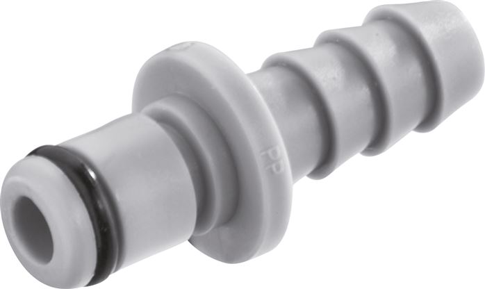 Exemplary representation: Coupling plug with grommet, polypropylene, grey